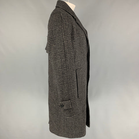 THE KOOPLES Size XL Grey Black Plaid Wool Blend Coat