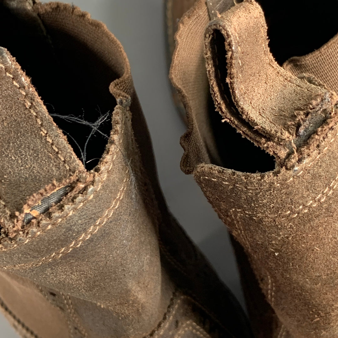 COLE HAAN Size 9 Brown Perforated Suede Chelsea Boots