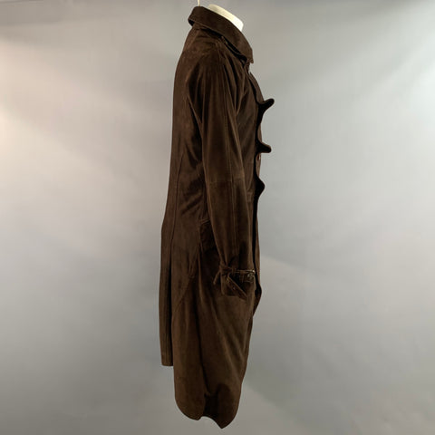 JOHN GALLIANO FW2002 Size 42 Brown Leather Overcoat Coat