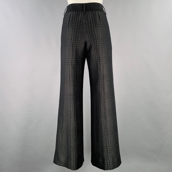 GIORGIO ARMANI Size 2 Black Polyester Blend Houndstooth Wide Leg Dress Pants