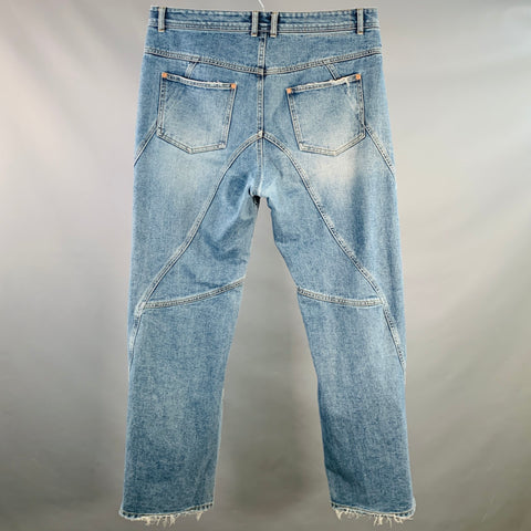 ANDERSSON BELL Size 36 Blue Twill Cotton Wide Leg Straight Five Pockets Jeans
