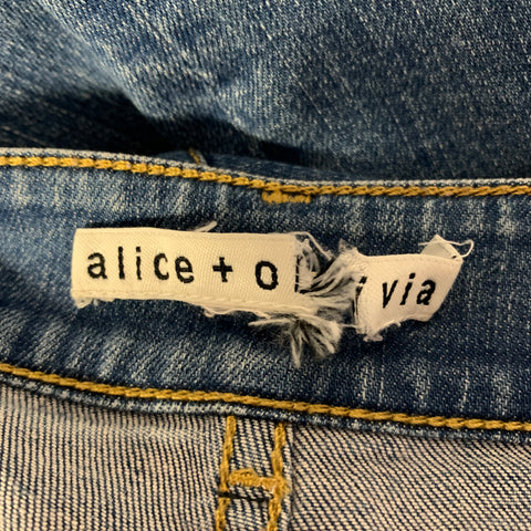 ALICE + OLIVIA Size 29 Blue Red Cotton Blend Chevron Capri Jeans