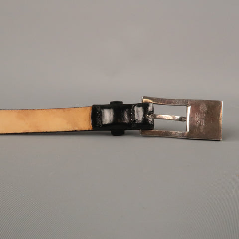 WCM NEW YORK Size L Black Solid Calfskin Belt
