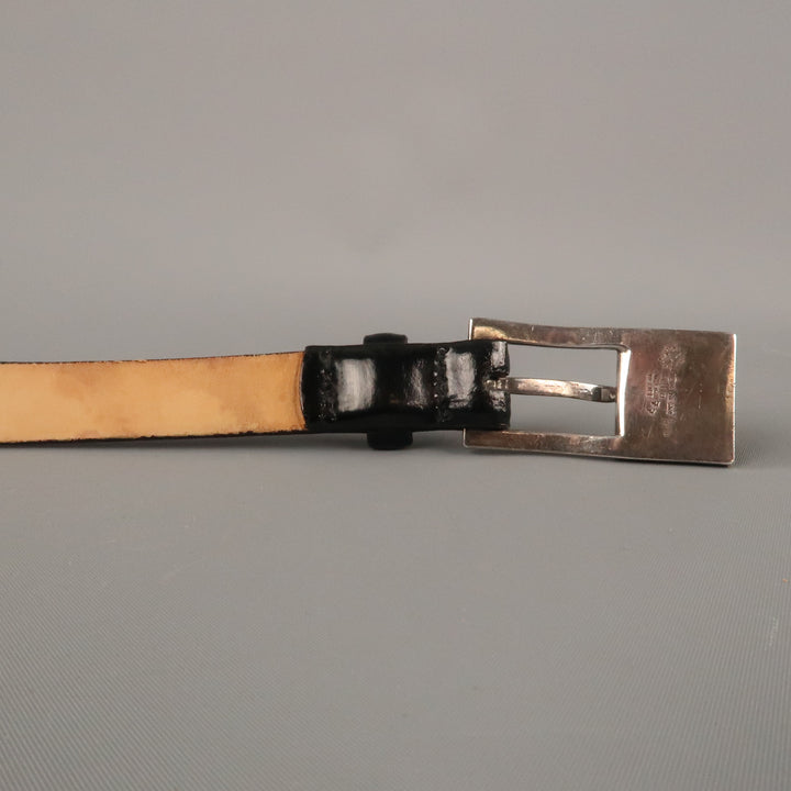 WCM NEW YORK Size L Black Solid Calfskin Belt