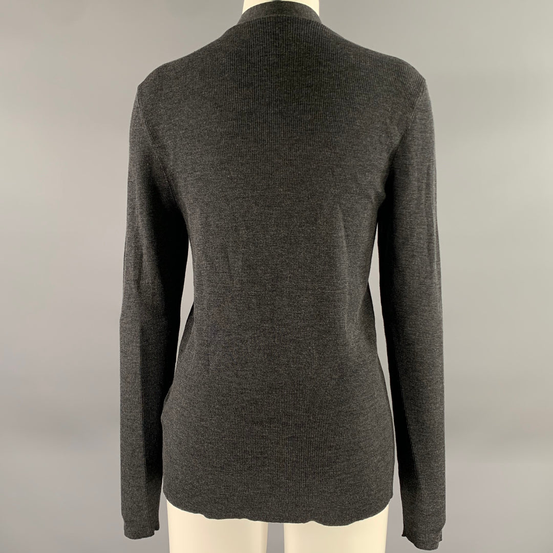 RALPH LAUREN Size M Charcoal Wool V-Neck Cardigan