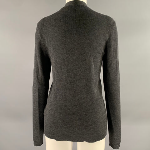 RALPH LAUREN Size M Charcoal Wool V-Neck Cardigan