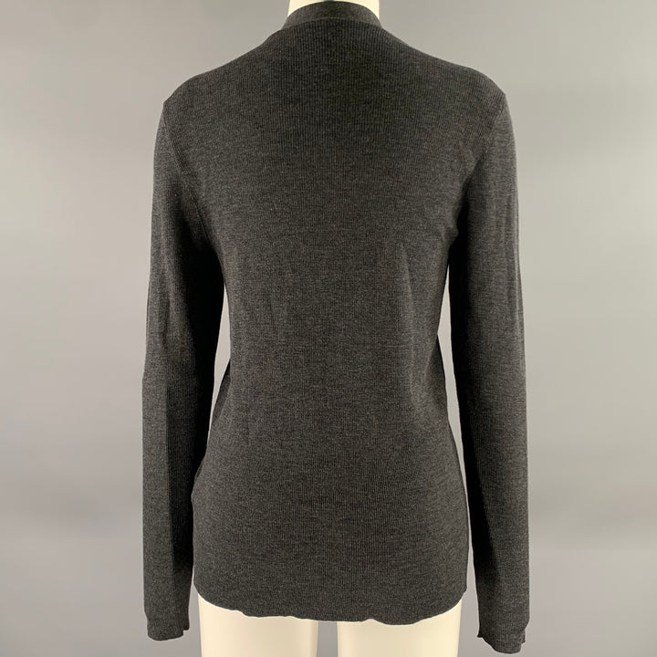 RALPH LAUREN Size M Charcoal Wool V-Neck Cardigan