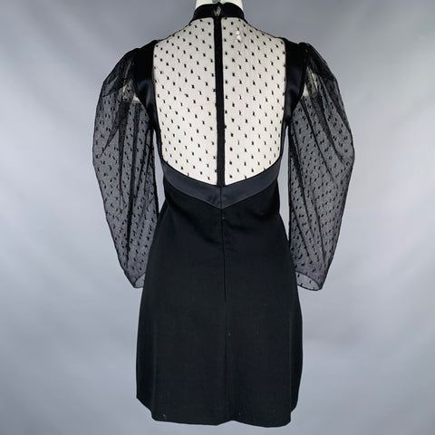 GIVENCHY Size S Black Lace Bows Long Sleeve Dress