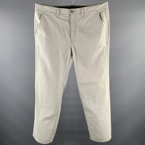 7 FOR ALL MANKIND Size 38 White Grey Stripe Cotton Linen Straight Casual Pants