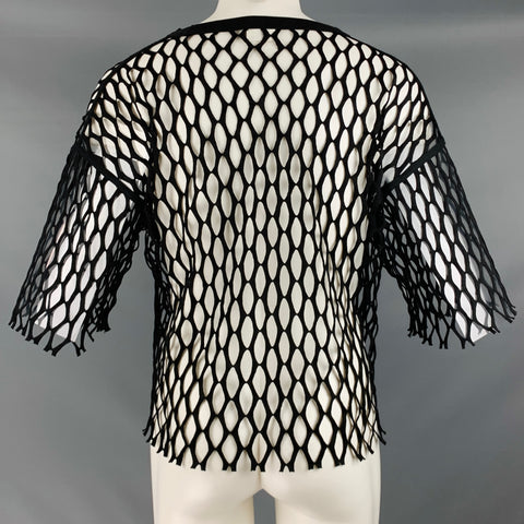 DRIES VAN NOTEN Size S Black Mesh Polyester Short Sleeve Vest
