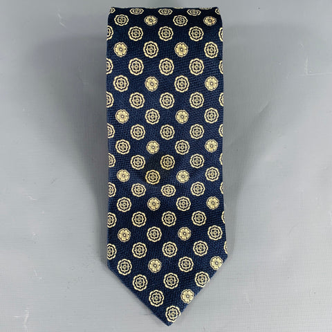 PROCHOWNICK Navy Cream Floral Jacquard Silk Tie