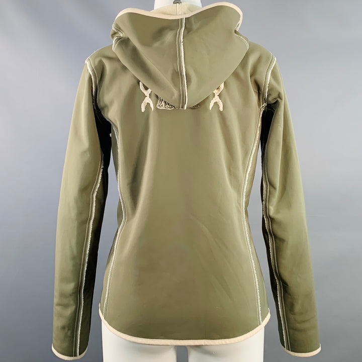 BOGNER Size M Cream Olive Polyester Blend Embroidered Hooded Jacket