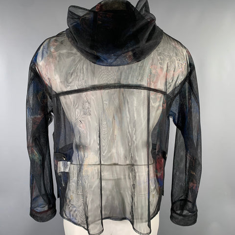 ANDERSSON BELL Size L Black Floral Zip Up & Hood Jacket