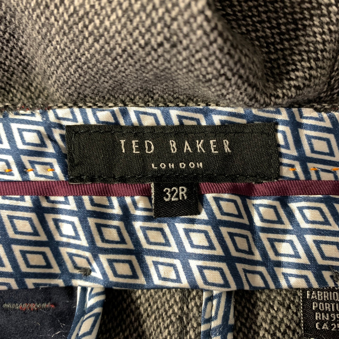 TED BAKER Size 36 Grey Black Marled Wool Polyester Suit
