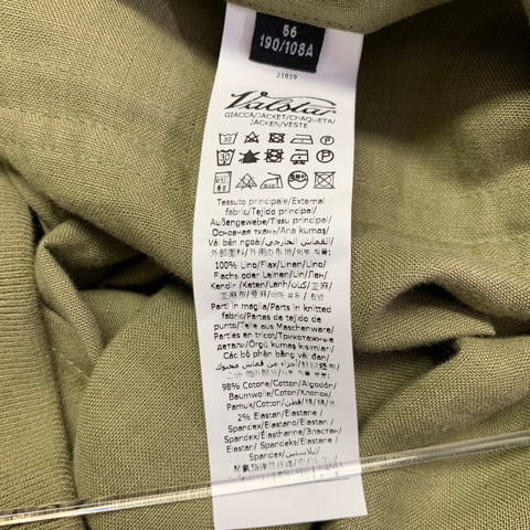 VALSTAR Size 46 Valstarino Green Olive Linen Bomber Jacket