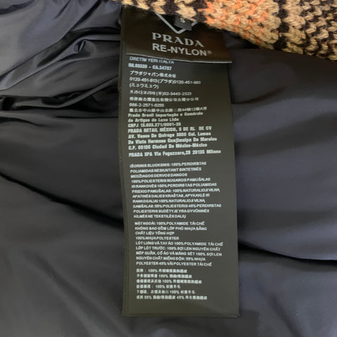 PRADA FW2021 Size S Navy Tan Knit Nylon Bomber Coat