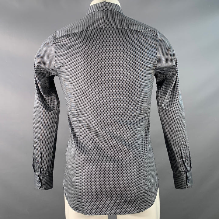 TED BAKER Size XS Chemise Navy White Abstract Cotton Spread Collar Long Sleeve Shirt