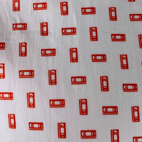 BRIONI Size XL White Red VHS Tape Cotton Long Sleeve Shirt