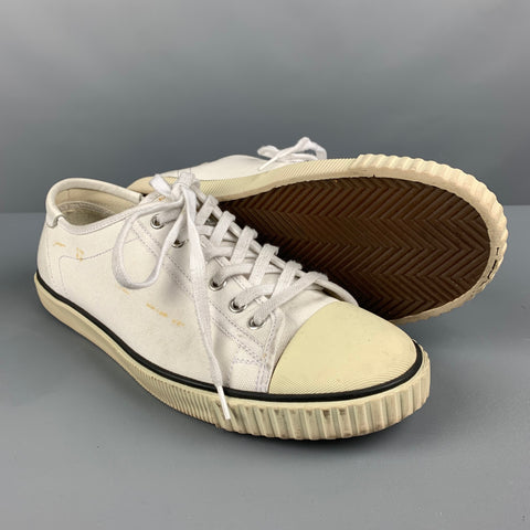 CELINE Size 8 White Black Canvas Sneakers
