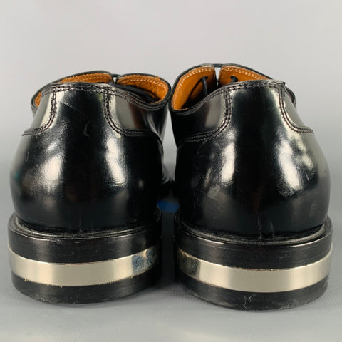 GIVENCHY Size 9 Black Leather Metal Trim Lace-Up Shoes