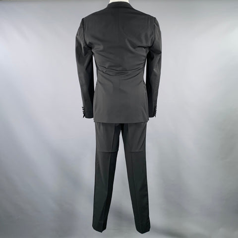 PHINEAS COLE Size 38 Black Wool Peak Lapel Tuxedo