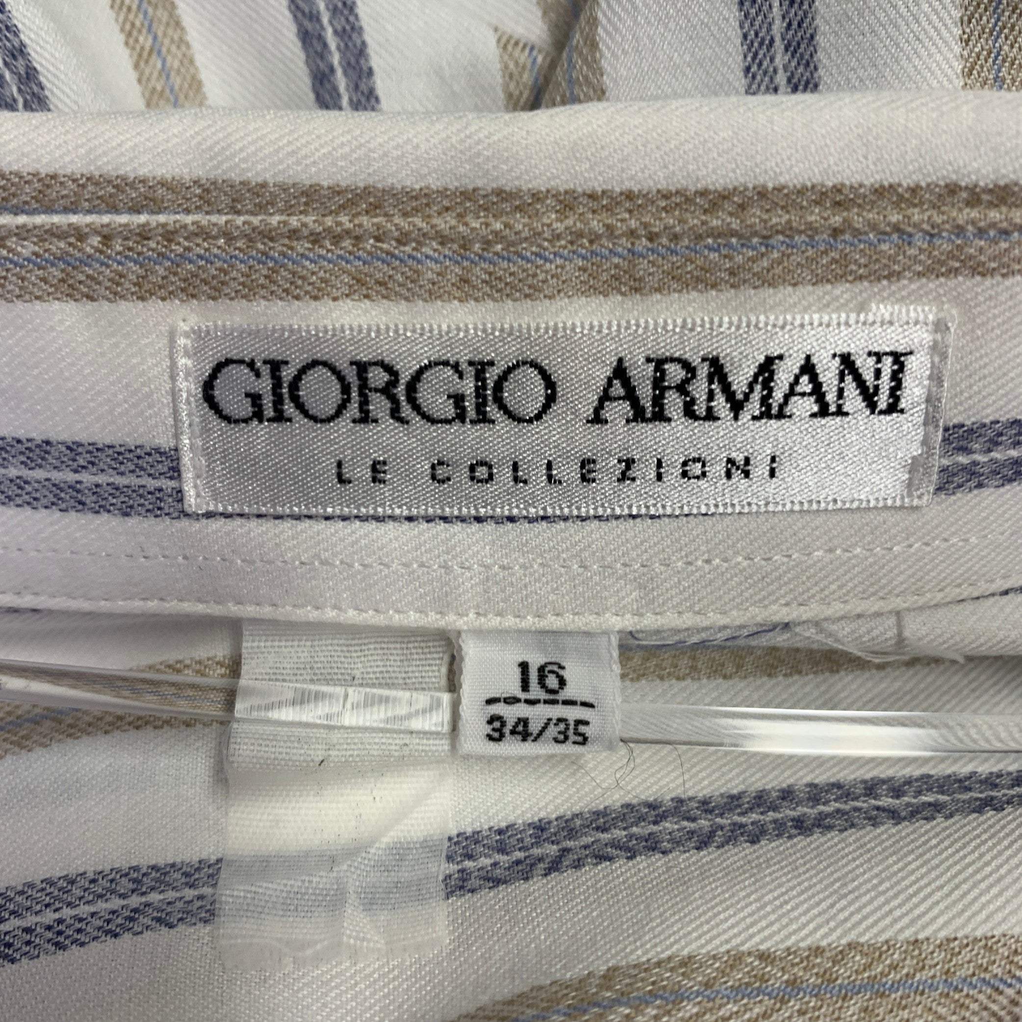 GIORGIO ARMANI Size M Off White Blue Tan Stripe One Pocket Long