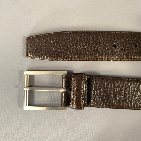 BURBERRYS Size 32 Brown Pebble Grain Leather Belt