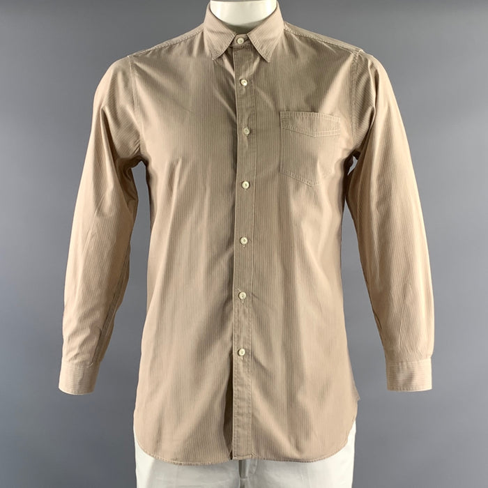 RRL by RALPH LAUREN Size L Brown White & Khaki Stripe Cotton Long Sleeve Shirt