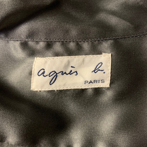 AGNÈS B. Size L Grey Silk Button Up Blouse