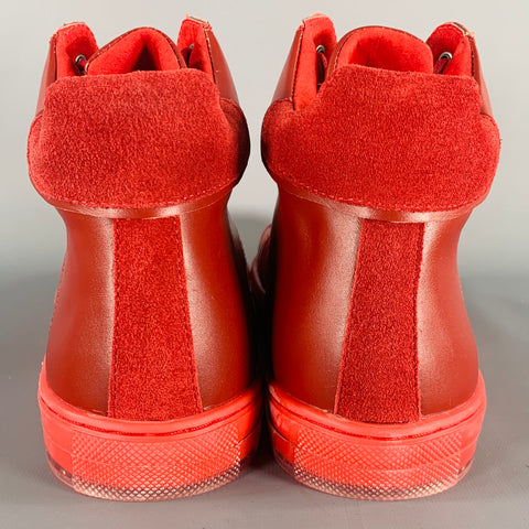 BADGLEY MISCHKA Size 10 Teddy Red Leather High Top Sneakers