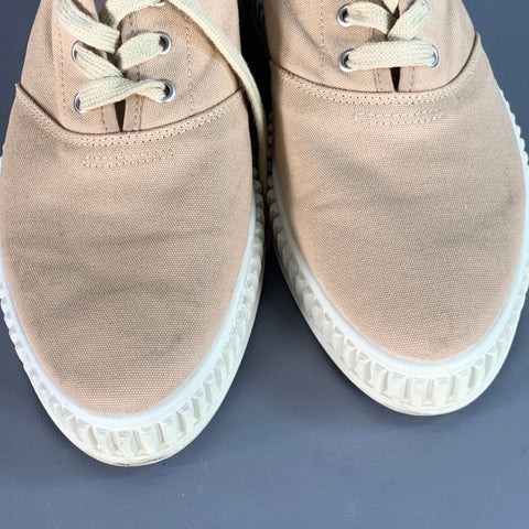 MAISON MARGIELA Size 7 Beige White Canvas Low Top Sneakers