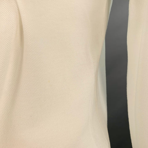 BURBERRY BRIT Size L White Embroidery Cotton Pique Contrast Trim Long Sleeve Polo