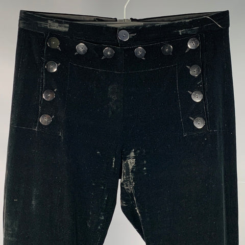 JEAN PAUL GAULTIER Size M Black Velvet Rayon Silk Blend Flared Dress Pants