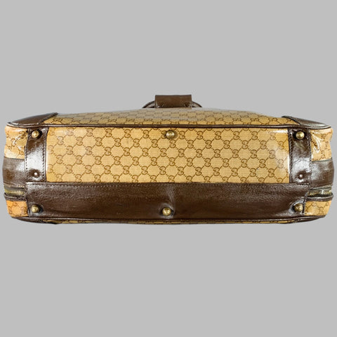GUCCI Beige Brown Guccissima Monogram Coated Canvas Leather Suitcase