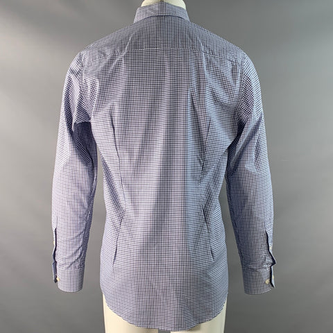 ETON Size M Blue White Gingham Cotton Long Sleeve Shirt