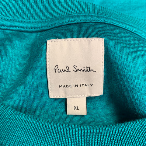 PAUL SMITH Size XL Green Multi Color Contrast Trim Cotton One Pocket Short Sleeve T-shirt
