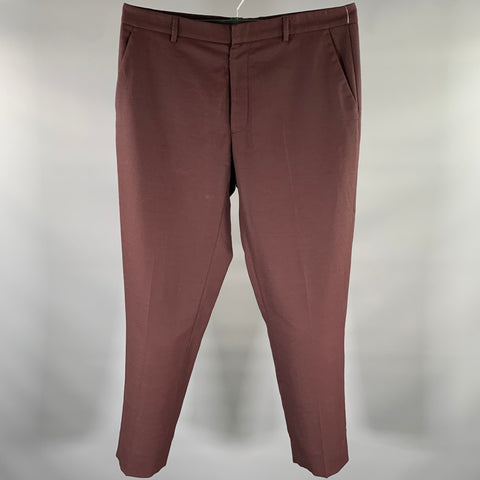 MAISON MARGIELA Size 36 Burgundy Heather Wool Blend Dress Pants