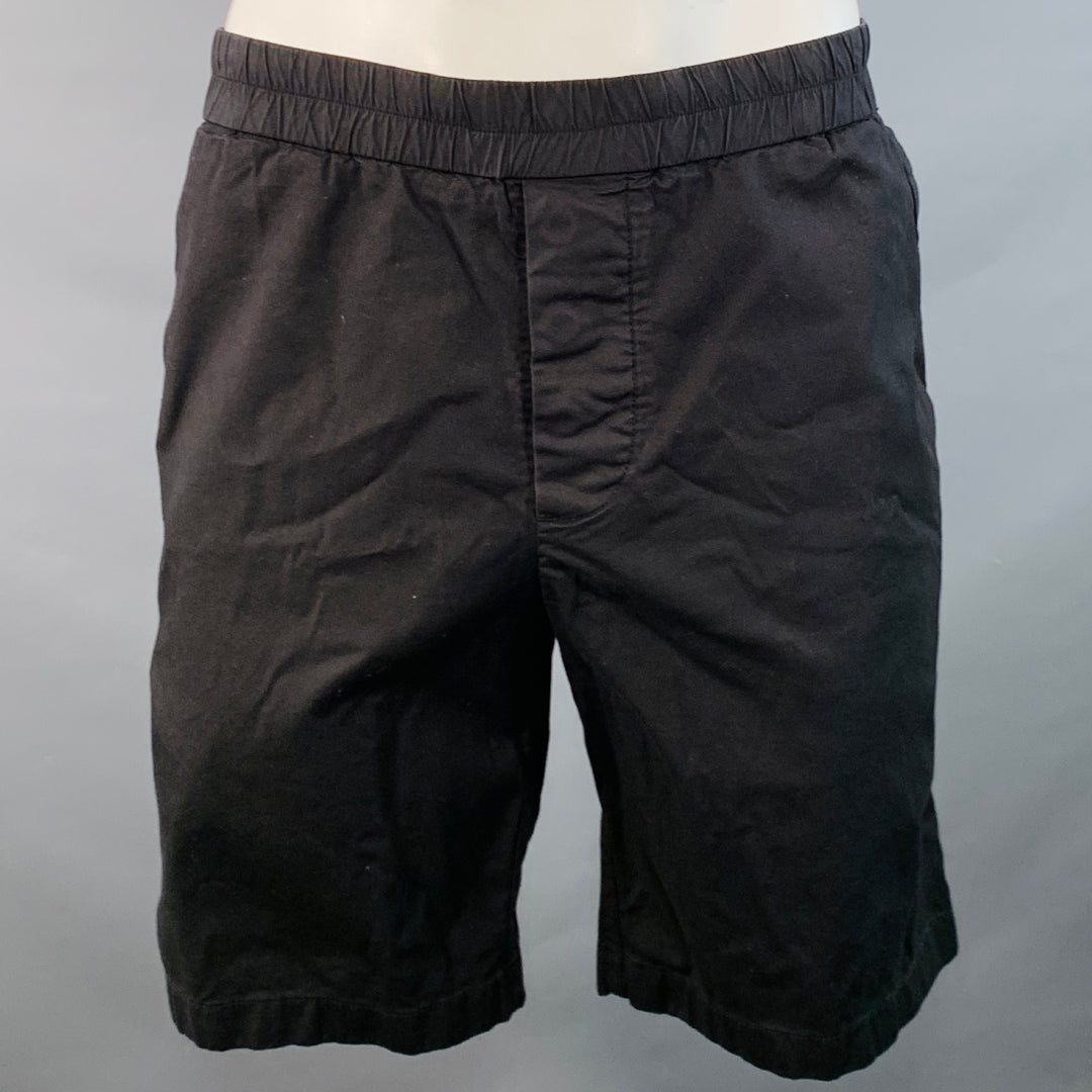 JAMES PERSE Size L Black Cotton Blend Button Fly Drawstring Shorts