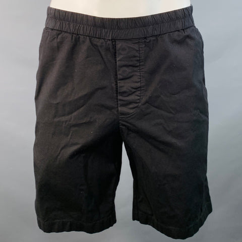 JAMES PERSE Size L Black Cotton Blend Button Fly Drawstring Shorts