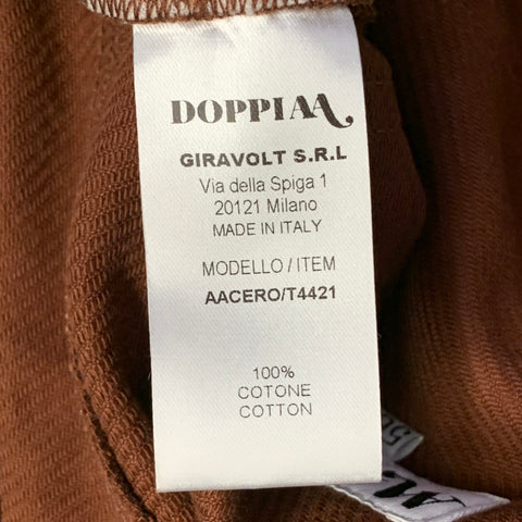 DOPPIAA Size XL Aacero Brown Twill Cotton Five Pockets Button Fly Casual Pants