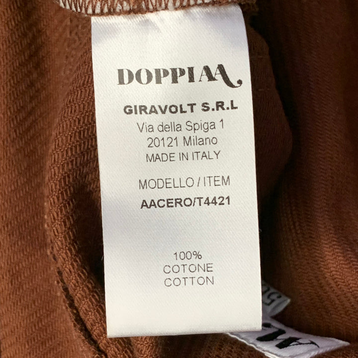DOPPIAA Size XL Aacero Brown Twill Cotton Five Pockets Button Fly Casual Pants