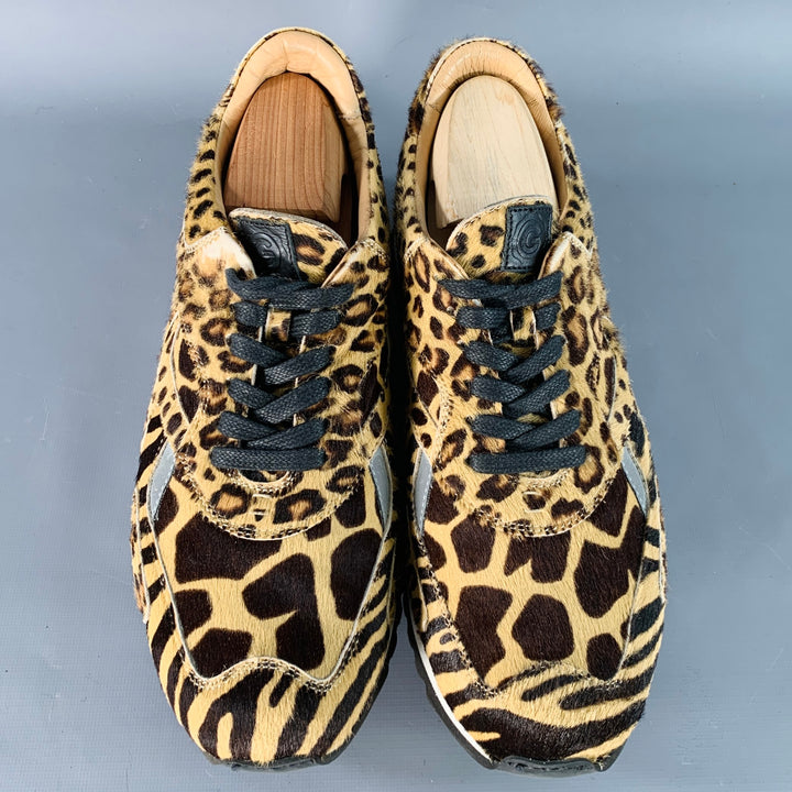GREATS Size 10 Tan Brown Animal Print Pony Hair Low Top Sneakers