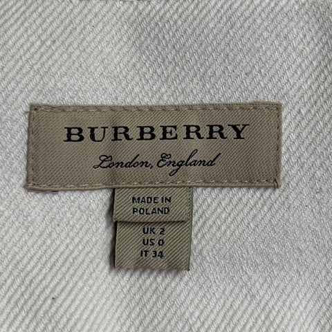 BURBERRY Size 0 Cream Red Blue Cotton Twill Stripe Midi Skirt