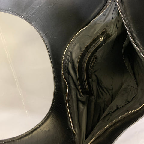 TEYXO Black Geometric Leather Shoulder Bag