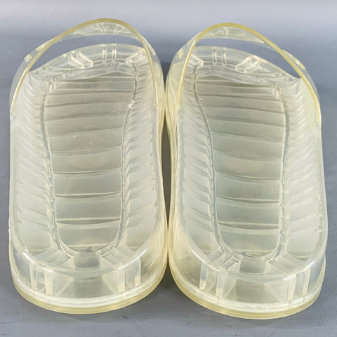 GUCCI Size 10.5 Clear Transparent Logo Rubber Slide Sandals