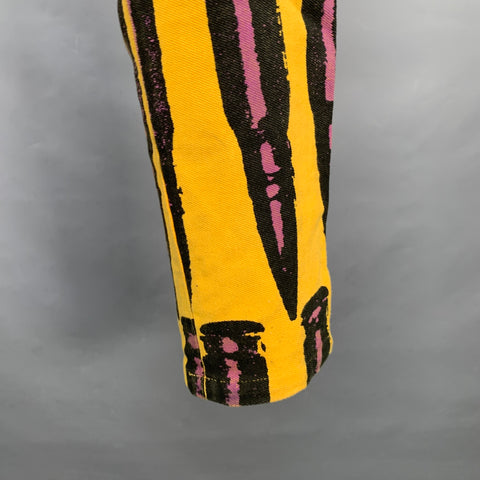 STEPHEN SPROUSE Vintage FW88 Size 31 Yellow Purple Black Bullet Print Cotton Tapered Jeans