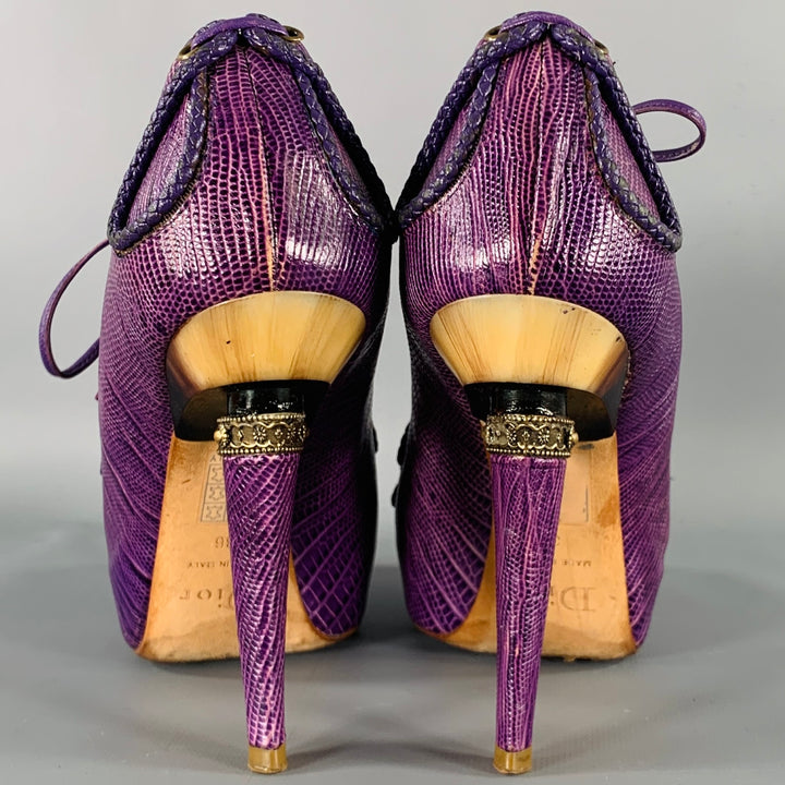 DIOR Size 6 Purple Lizard Ankle Platform Heels Pumps