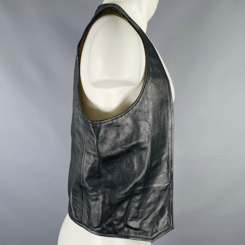 MR. S LEATHER  Size S Black Leather Open Front Vest