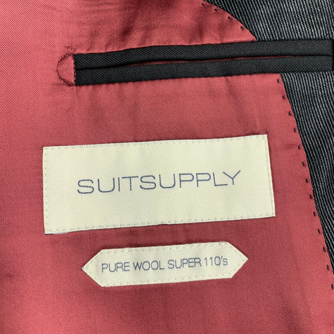 SUITSUPPLY Size 46 Black Wool Tuxedo Sport Coat