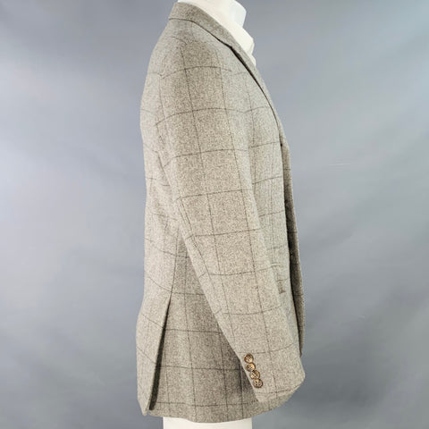 RALPH LAUREN Size 38 Regular Grey Black Window Pane Cashmere Sport Coat
